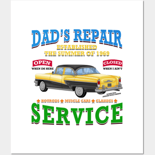 Dad's Repair Classic Car Garage Hot Rod Novelty Gift Posters and Art